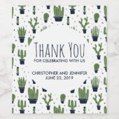 ダークグリーン素朴サボテン砂漠パタ結婚ーン ワインラベル (シングルラベル)