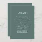 ダークグリーン結婚の詳細カード サンキューカード (正面/裏面)