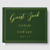 ダークグリーン結婚ズ金箔のゲストブック ゲストブック (正面)