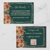 ダークグリーン結婚フローラの詳細QR エンクロージャーカード (正面/裏面)