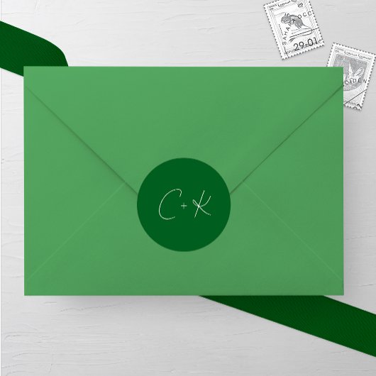 ダークグリーン結婚ミニマリスト ラウンドシール