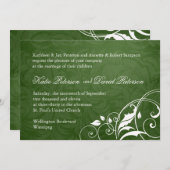 ダークグリーン結婚式招待状 招待状 (正面/裏面)
