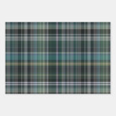 ダークグリーン葉クリスマスの水の色のプレイド ラッピングペーパーシート (正面2)