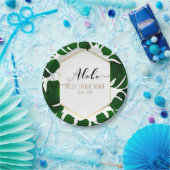 ダークグリーン葉トロピカルトロピカルズ結婚ホワイト ペーパープレート (パーティー)