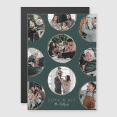 ダークグリーン装飾エレガンス磁気フォトカード マグネット招待状 (正面/裏面)