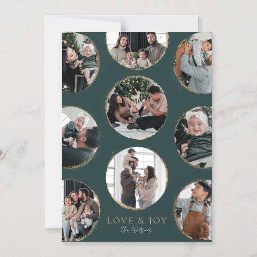 ダークグリーン装飾エレガンス磁気フォトカード マグネット招待状 (正面)