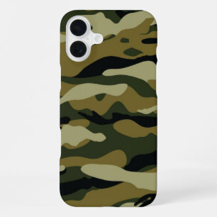 ダークグリーン迷彩柄 iPhone 16 PLUSケース