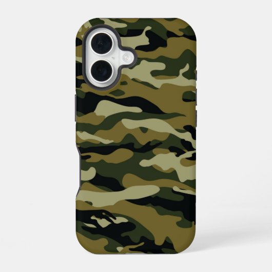 ダークグリーン迷彩柄 iPhone 16ケース (裏面)