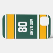 ダークグリーン金ゴールドとホワイトスポーツストライプ Case-Mate iPhoneケース (裏面 (横))