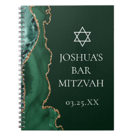 ダークグリーン金ゴールドアゲートカスタムバー（ユダヤ教の）バル・ミツバー ノートブック