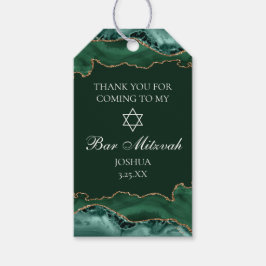 ダークグリーン金ゴールドアゲートバー（ユダヤ教の）バル・ミツバーパーティー ギフトタグ