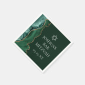 ダークグリーン金ゴールドアゲートバー(ユダヤ教の)バル・ミツバーパーティー スタンダードカクテルナプキン (角)