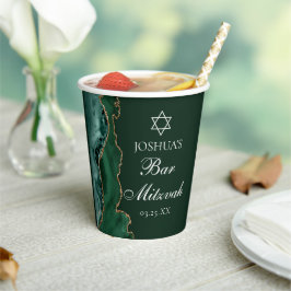 ダークグリーン金ゴールドアゲートバー（ユダヤ教の）バル・ミツバーパーティー 紙コップ