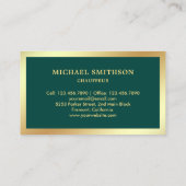 ダークグリーン金ゴールドカープロフェッショナル運転手 名刺 (裏面)