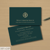 ダークグリーン金ゴールドコンパスロゴ 名刺