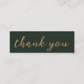 ダークグリーン金ゴールドサンキュービジネスカード スキニー名刺 (正面)
