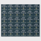 ダークグリーン金ゴールドスノーフレークメリークリスマスホリデー ラッピングペーパー (フラット)