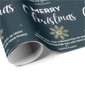 ダークグリーン金ゴールドスノーフレークメリークリスマスホリデー ラッピングペーパー (ロールコーナー)