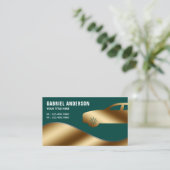 ダークグリーン金ゴールドラグジュアリーカーヒアードショーファ 名刺 (スタンド正面)