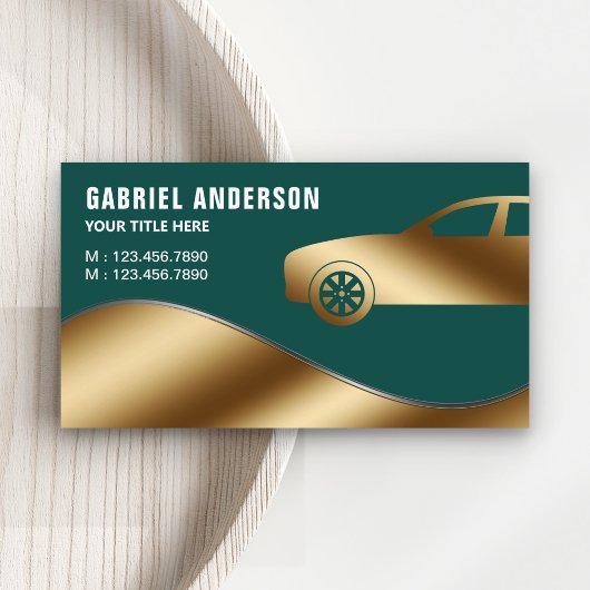 ダークグリーン金ゴールドラグジュアリーカーヒアードショーファ 名刺