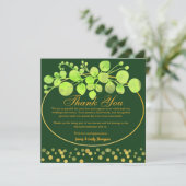 ダークグリーン金ゴールドリービーリースユーカリ植物学 サンキューカード (スタンド正面)