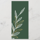 ダークグリーン金ゴールドリーフ結婚のイベントメニューフラットカード メニュー (裏面)