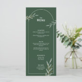 ダークグリーン金ゴールドリーフ結婚のイベントメニューフラットカード メニュー (スタンド正面)