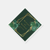 ダークグリーン金ゴールド幾何結婚フローラのナプキン スタンダードカクテルナプキン (角)