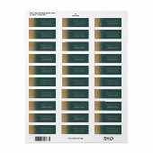 ダークグリーン金ゴールド結婚グリッター差出人住所 ラベル (フルシート)