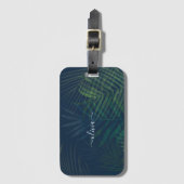 ダークグリーン離れパームラゲッジタグ – トロピカルラベル ラゲッジタグ (正面縦)