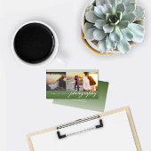 ダークグリーン3フォトコラージュ写真 名刺