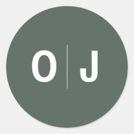 ダークグリーン | イニシャルミニマル結婚スカンジ ラウンドシール