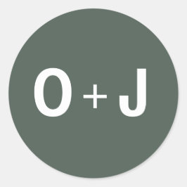 ダークグリーン | イニシャル+ミニマリストScandi結婚の ラウンドシール