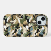 ダークグリーン カモフラージュ iPhone 15ケース (裏面横)