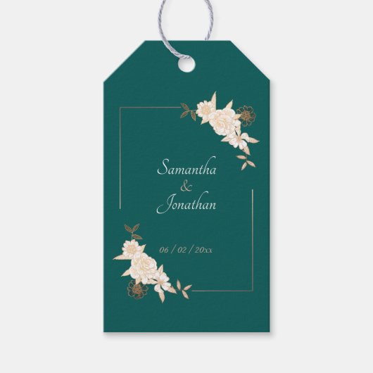 ダークグリーン(クリームバラ結婚付) ギフトタグ (正面)