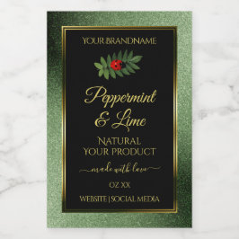 ダークグリーン グリッター ブラック プロダクトラベル ハート型虫 フードラベル