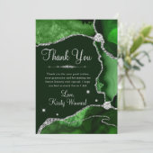 ダークグリーン&シルバーフェイクグリッターアゲットスウィート16 サンキューカード (スタンド正面)