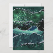 ダークグリーン&シルバーフェイクグリッターアゲート誕生日 招待状 (裏面)