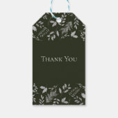 ダークグリーン＆シルバーリーフのボタニカルホリデー ギフトタグ (裏面)