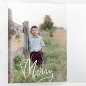 ダークグリーン+スクリプトホリディフォトトリフォールドカード 三つ折り招待状 (内部最初)