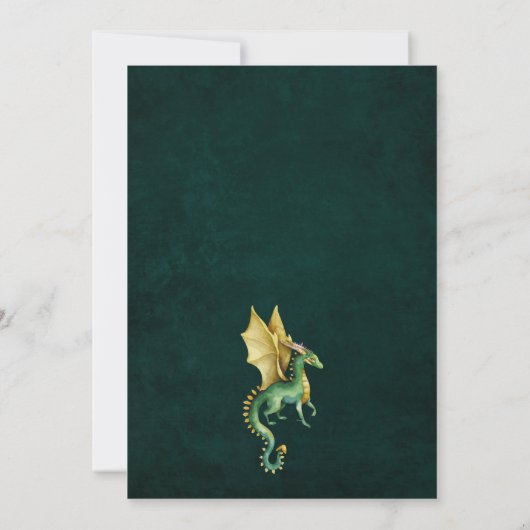 ダークグリーン・ドラゴンと金ゴールド卵の赤ちゃんシャワー 招待状 (裏面)