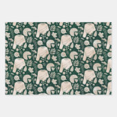 ダークグリーン&ピンクシック ラッピングペーパーシート (正面)