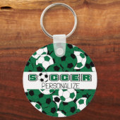 ダークグリーン、ブラック&ホワイトのサッカーボールスポーツ キーホルダー (裏面)