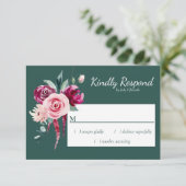 ダークグリーン、ブルゴーニュ&赤面ボホRSVP 出欠カード (スタンド正面)