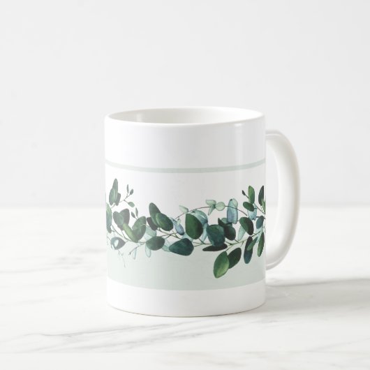 ダークグリーン&ブルーユーカリ葉ズマグ コーヒーマグカップ (正面右)