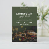 ダークグリーン & ベージュのおしゃれな父の日ディナー 招待状 (スタンド正面)