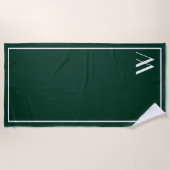 ダークグリーン&ホワイトビーチタオルのモノグラム ビーチタオル (正面)