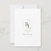 ダークグリーン&ホワイトフローラモノグラム結婚ズ 出欠カード (裏面)