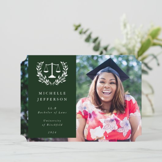 ダークグリーン+ホワイトローはかりで測ローレルリース写真 案内状 (スタンド正面)