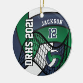 ダークグリーン、ホワイト&ネイビーバレーボール🏐 セラミックオーナメント (左)